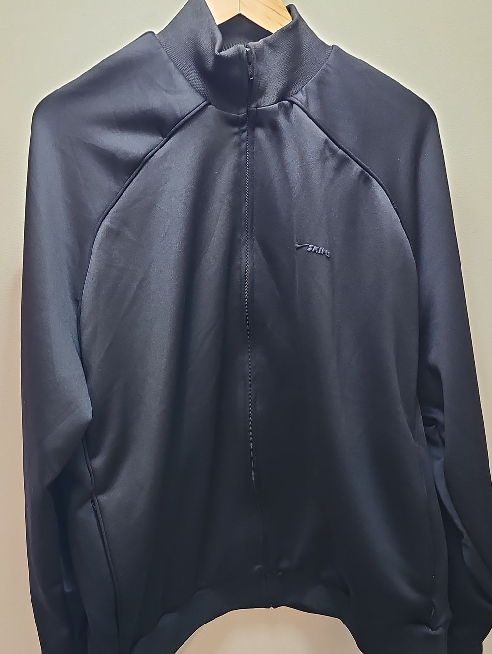 SKIMS Black Zip-Front Track Bomber Jacket